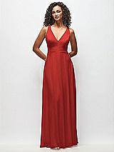 Front View Thumbnail - Poppy Red Deep V-Neck Chiffon Maxi Dress