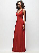 Side View Thumbnail - Poppy Red Deep V-Neck Chiffon Maxi Dress