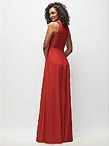 Rear View Thumbnail - Poppy Red Deep V-Neck Chiffon Maxi Dress