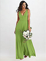 Alt View 1 Thumbnail - Peridot Green Deep V-Neck Chiffon Maxi Dress