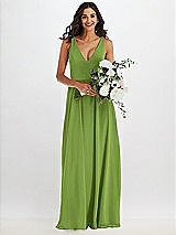 Alt View 2 Thumbnail - Peridot Green Deep V-Neck Chiffon Maxi Dress