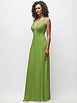 Side View Thumbnail - Peridot Green Deep V-Neck Chiffon Maxi Dress