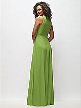 Rear View Thumbnail - Peridot Green Deep V-Neck Chiffon Maxi Dress