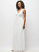 Side View Thumbnail - White Deep V-Neck Chiffon Maxi Dress