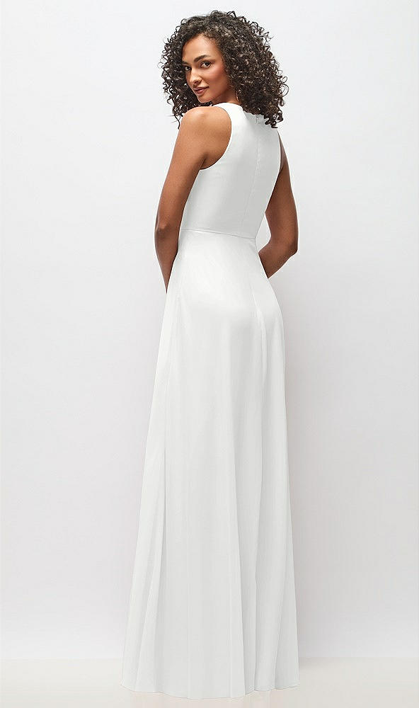 Back View - White Deep V-Neck Chiffon Maxi Dress