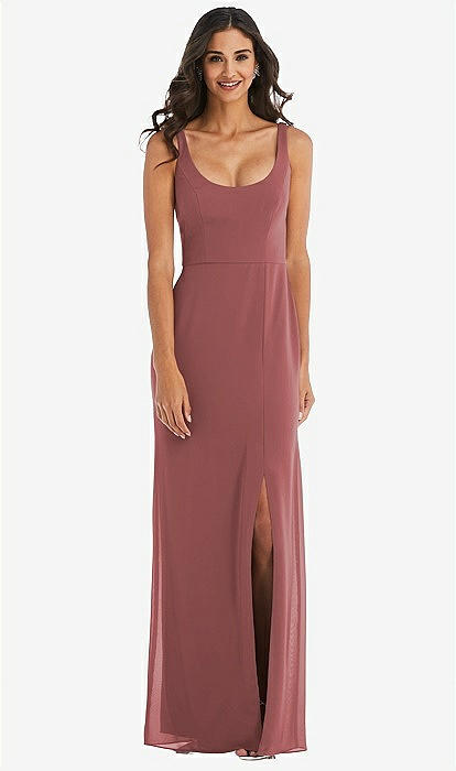 Scoop Neck Open-Back Trumpet Gown