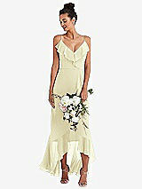 Alt View 1 Thumbnail - Butter Yellow Ruffle-Trimmed V-Neck High Low Wrap Dress