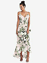 Alt View 1 Thumbnail - Palm Beach Print Ruffle-Trimmed V-Neck High Low Wrap Dress