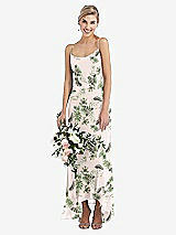 Alt View 1 Thumbnail - Palm Beach Print Scoop Neck Ruffle-Trimmed High Low Maxi Dress