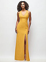 Front View Thumbnail - NYC Yellow Criss-Cross Cutout Back Maxi Dress with Front Slit