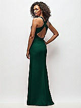 Rear View Thumbnail - Hunter Green Criss-Cross Cutout Back Maxi Dress with Front Slit