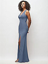 Side View Thumbnail - Larkspur Blue Criss-Cross Cutout Back Maxi Dress with Front Slit