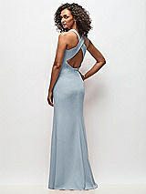 Rear View Thumbnail - Mist Criss-Cross Cutout Back Maxi Dress with Front Slit